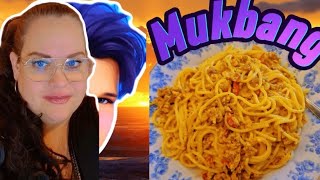 Mukbang  saffrans spagetti med chili och lite drama med David [upl. by Rebliw982]