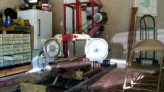 Homemade Bandsaw sawmill  1  Blade broke accident 1 gen [upl. by Neenad86]