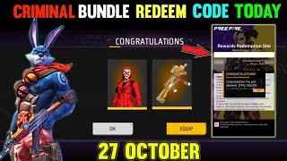 FREE FIRE REDEEM CODE TODAY 27 OCTOBER REDEEM CODE FREE FIRE  FF REDEEM CODE TODAY 27 OCTOBER [upl. by Annoiek]