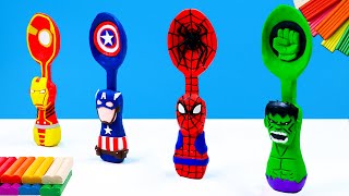 How to make Spoon mod superhero Spider man Hulk Captain America Ironman with clay [upl. by Schear492]