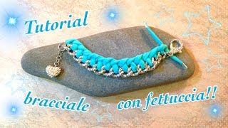 Tutorial bracciale con fettuccia e catena  Tutorial strap braceletDiy easyBracciale fai da te [upl. by Ylaek]