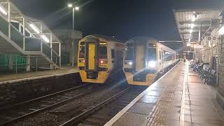 trains at Bridgend including 66734 3 class 158 [upl. by Enitsenre]