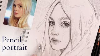 FAST PENCIL SKETCH  Portrait in new Fabriano sketchbook [upl. by Leizahaj]