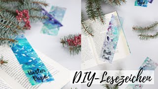 Einfache Geschenkidee Laminierte DIY Lesezeichen mit Wasserfarben basteln  Geschenk Weihnachten [upl. by Annairda]