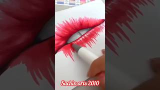 How to draw realistic lips with alcohol marker artshortsviralart [upl. by Euqirrne364]