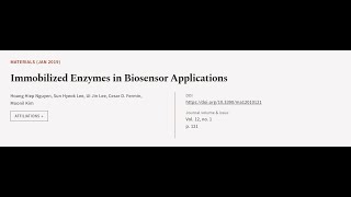 Immobilized Enzymes in Biosensor Applications  RTCLTV [upl. by Lawrence]