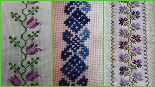 cross stitch patterns  easy cross stitch design for runner  charsuti hand embroidery for beginners [upl. by Royall69]