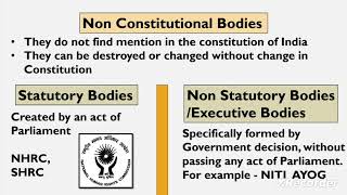 Constitutional Bodies and Non Constitutional Bodies  Statutory Bodies and Non Statutory Bodies [upl. by Carmelita]