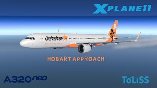 Approach and landing at Hobart Airport with Toliss A321Neo Jetstar Airways  XPlane 11 [upl. by Llerref]