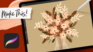 Paint a Vase of Fall Florals in Procreate [upl. by Kwan]