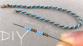 Double Spiral Beaded Rope Tutorial How to Make a Beaded Chain [upl. by Halac]