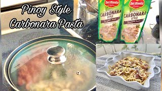 PINOY STYLE CARBONARA USING DEL MONTE SUACE  ItsmeAmy 🌸 [upl. by Yesac]