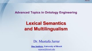 Lexical Semantics and Multilingualism Part 12 [upl. by Ruosnam]