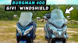 GIVI 266DT Windshield Installation  Suzuki Burgman 400 20072016  Mitchs Scooter Stuff [upl. by Afirahs]