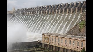 Nagarjuna Sagar Dam All Gates Opened  Rare view of Nagarjunasagar Dam on Krishna River  Hybiz TV [upl. by Volnay]