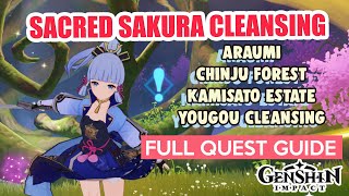 Sacred Sakura Cleansing Ritual Araumi Chinju Forest Kamisato FULL QUEST GUIDE  Genshin Impact [upl. by Heimlich]