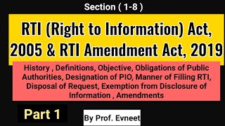 RTI  Right to Information Act 2005  RTI Amendment Act 2019  Part 1  RTI Sections 18 [upl. by Quackenbush]