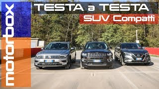 Volkswagen Tiguan vs Nissan Qashqai vs Jeep Compass  SUV compatti 2017 a confronto [upl. by Terrie42]