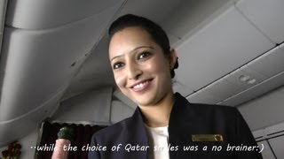 Inside Qatar Airways Boeing 787 Dreamliner Business Class Full Flight DohaFrankfurt in HD [upl. by Ettelorahc]