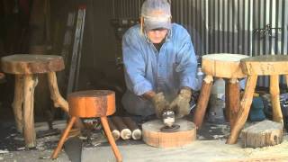 How to Make a Three Legged Log Stool by Mitchell Dillman [upl. by Eniamrahs]