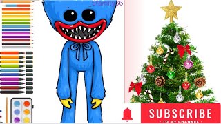 how to draw christmas tree 🎄  huggy wuggy [upl. by Godliman]