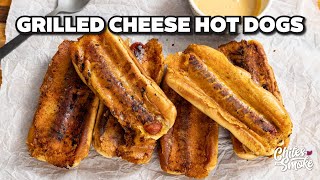 Grilled Cheese Hot Dogs are INSANE  Weber Slate Griddle [upl. by Htrow548]