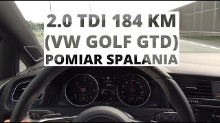 PLENG Subs Volkswagen Golf GTD 20 TDICR 184 KM  pomiar spalaniafuel consumption test [upl. by Dnivra]