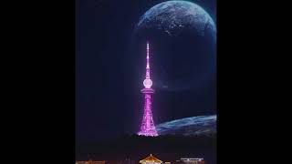 2022 New Year China Qingdao TV Tower AR Light Show 2022新年中国青岛电视塔 AR灯光秀 [upl. by Yxel]