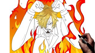 How To Draw Sanji Diable Jambe  Step By Step  One Piece [upl. by Limak]