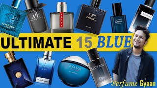 TopBest 15 BLUE Perfumes For Men 💙 हिंदी में All Weather  Daily Use  Inoffensive  Compliments [upl. by Anilorac]