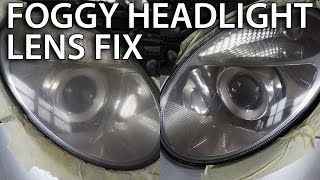 Mercedes W211 restoring headlight lens fix foggy lamp [upl. by Llacam934]