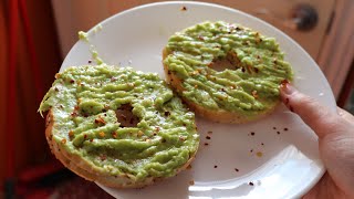 SUPER easy  Basic Avocado Toast Recipe On Bagel [upl. by Eicyal42]