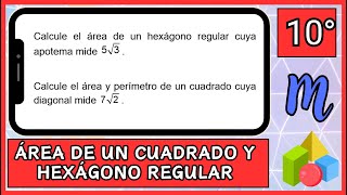 Resolviendo áreas de polígonos regulares  Hexágono y Cuadrado  Ejercicios para la clase [upl. by Ahselak]