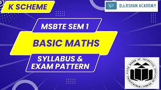 Basic Mathematics  1st Semester Diploma Syllabus Overview MSBTE K  Scheme Common to all branch [upl. by Adnil359]