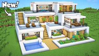 Minecraft How to Build a Modern House Tutorial Easy to follow 45  Interior in Description [upl. by Roy]