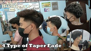 4 Types of Taper Fade By Jojos Barber Shop [upl. by Adnohsak]