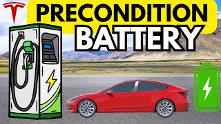 HOW TO PRECONDITION YOUR TESLA BATTERY BEFORE CHARGING FOR FASTER CHARGE [upl. by Lanos]