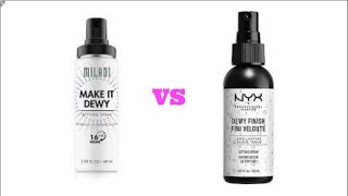 Battle of the Dewy Setting Sprays  Nyx VS Milani Drugstore Showdown [upl. by Enerual]