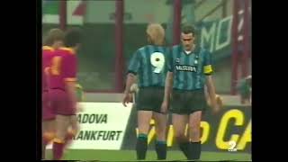 Giuseppe Bergomi vs AS Roma home  1991 UEFA Cup Final  1st leg [upl. by Kokaras]