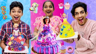 Barbie cake 🎂 decorating Challenge  Cake Challenge  Minshas world [upl. by Sigmund590]