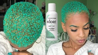 Mint Green Color on Natural Hair  Adore Sweet Mint 194 [upl. by Neffirg]