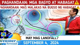 PAGHANDAAN MGA BAGYO AT MALAKAS NA HABAGAT⚠️MAY LANDFALL⚠️WEATHER UPDATE SEPTEMBER 4 2024 [upl. by Eelra]