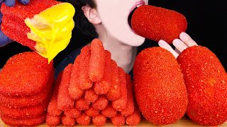 ASMR CHEESY HOT CHEETOS GIANT SAUSAGE MOZZARELLA CHEESE STICKS HASH BROWNS MUKBANG 먹방 EATING SOUNDS [upl. by Cohette]