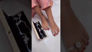 new peacock anklet with Toe ring design 👌🥰viralvideo silver anklets design payal new shorts [upl. by Selimah]