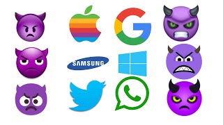 😈 emoji vs company Challenge Apple Samsung Google htc lg Facebook whatsapp telegram Twitter [upl. by Oigroeg]