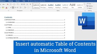 How to Insert Table of Contents in Word  Microsoft Word ⏩ [upl. by Jonette511]