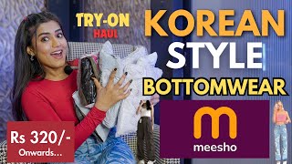 Trendy KOREAN BOTTOMS from MEESHO  Loosefit  Baggy jeans  Cargo  Tryon  Honest Review gimaashi [upl. by Herta739]