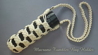 DIY Macrame Tumbler Bag Holder  Macrame Water Bottle Holder Using Josephine Knot [upl. by Kohl743]