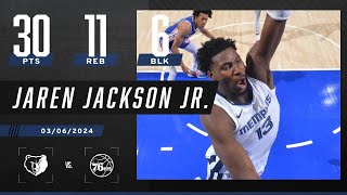 15PT COMEBACK IN THE 4TH 🔥 Jaren Jackson Jr leads Grizz to COMEBACK WIN over 76ers  NBA on ESPN [upl. by Halley]