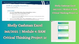 Excel Module 4 SAM Critical Thinking Project 1 samcriticalthinkingproject1 newperspective module4 [upl. by Htennek28]